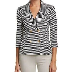 Cabi Classic Nautical Stripe Double Breasted Blazer Gold Buttons Sailor sz XS